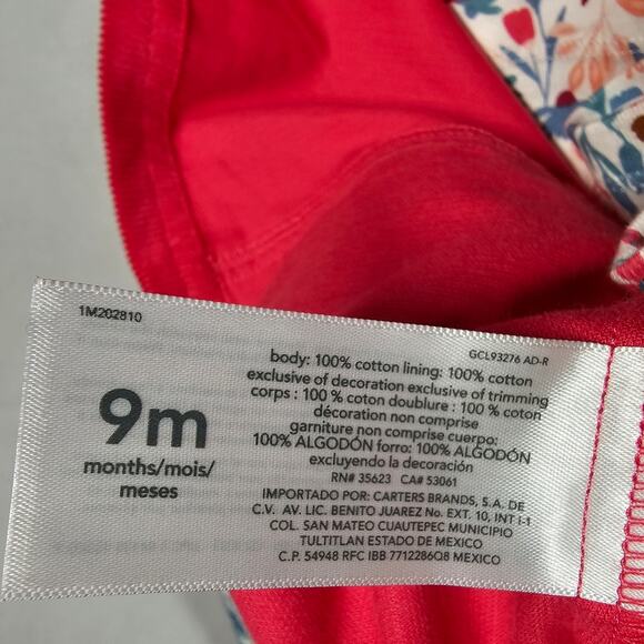 Carter's 2-Piece Outfit - Corduroy Jumper and Floral L/S Top Size 9 Months - Picture 8 of 9